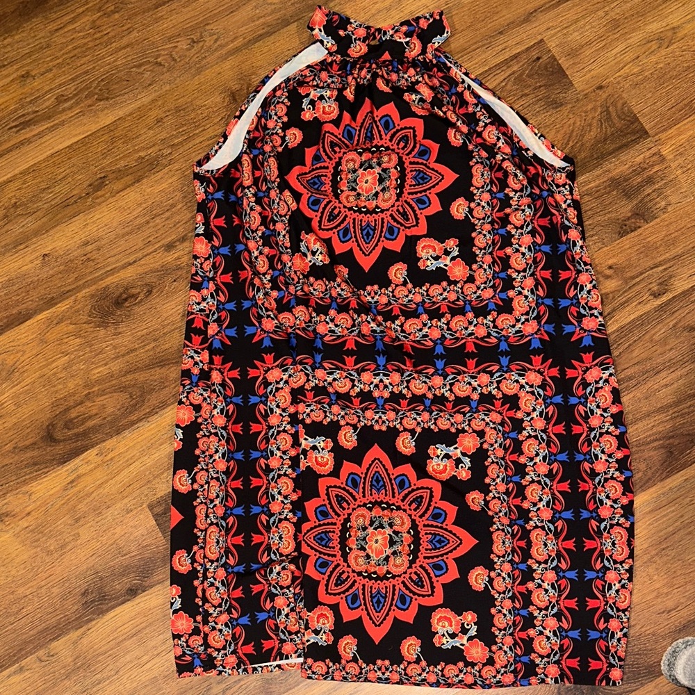 SHEIN Black and Red Patterned Dress